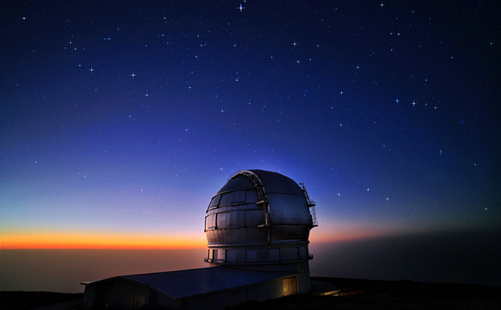 Stjernehimmel over GTC på La Palma