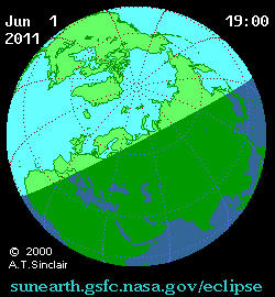 Animasjon av den delvise solformørkelsen 1.-2. juni 2011
