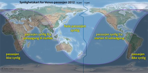 Verdenskart for Venus-passasjen 2012