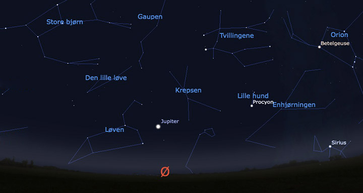 Jupiter på kveldshimmelen