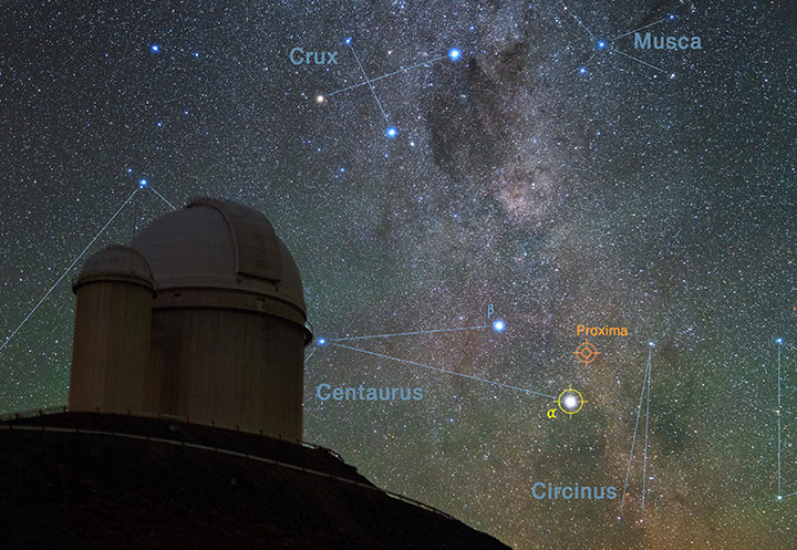 Proxima Centauri over ESOs La Silla-observatorium