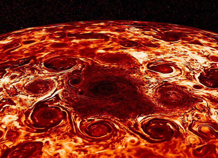 Sykloner rundt Jupiters nordpol