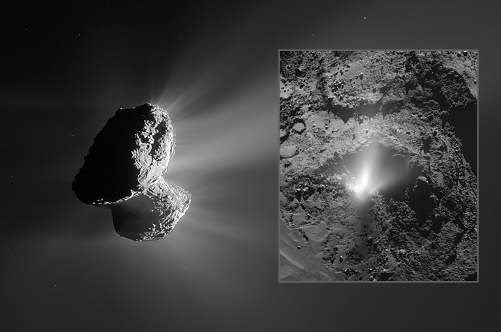 Støv og gass strømmer ut av komet